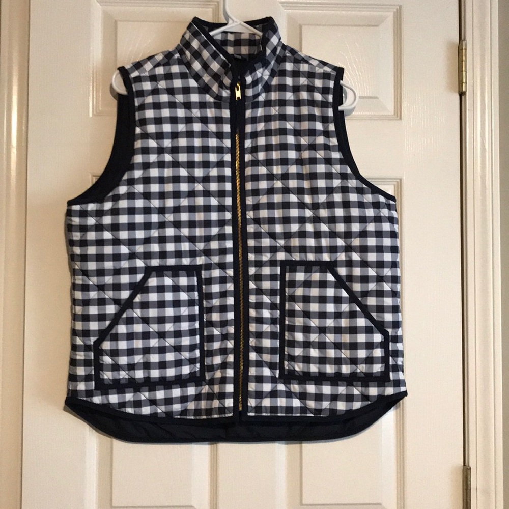 JCrew gingham puffer vest